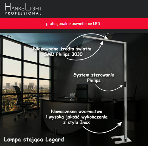 PROFESJONALNA STOJĄCA LAMPA LED LEGARD